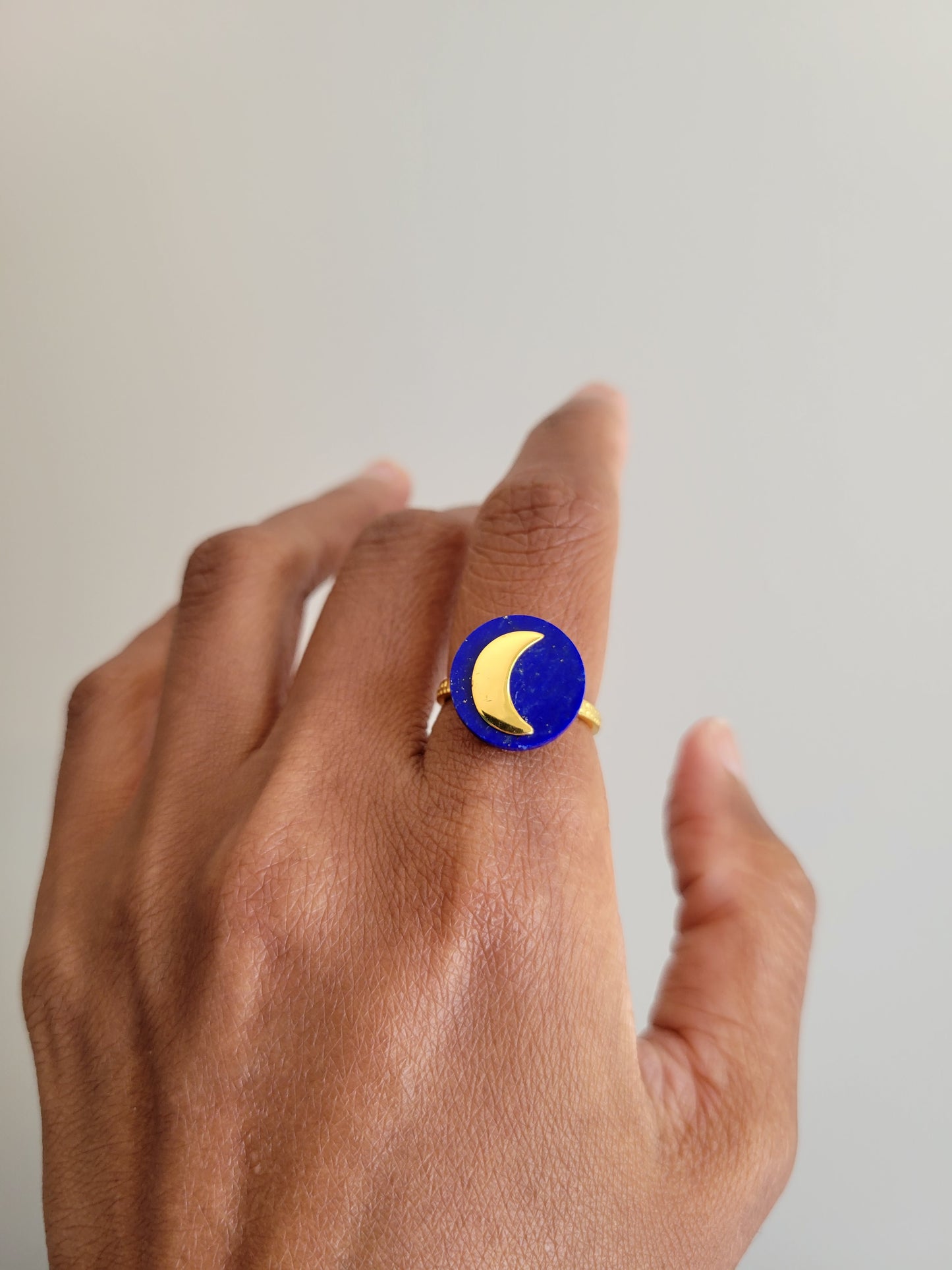 Lapis Crescent Moon (Gold)